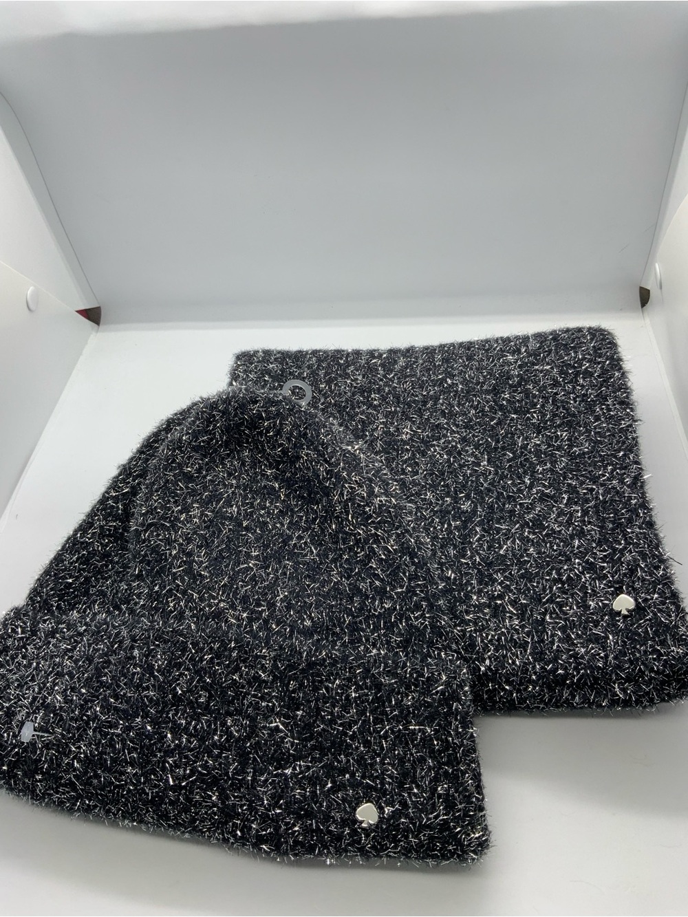 Kate spade Soft Knit Black and White Beanie and Scarf Set - Women Accessories